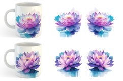 Watercolor Lotus Flower Mug sublimation design Product Image 3