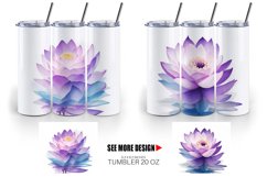 Watercolor Lotus Flower Tumbler Sublimation Wrap Product Image 5