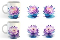 Watercolor Lotus Flower Mug sublimation design Product Image 4