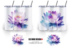 Watercolor Lotus Flower Tumbler Sublimation Wrap Product Image 6