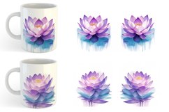 Watercolor Lotus Flower Mug sublimation design Product Image 5