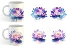 Watercolor Lotus Flower Mug sublimation design Product Image 6