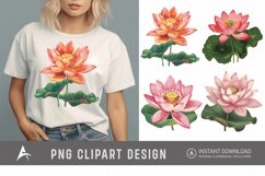 Watercolor Lotus Flowers Clipart Product Image 1