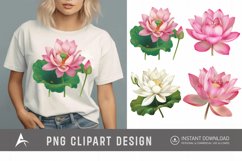Watercolor Lotus Flowers Clipart Product Image 1