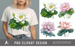 Watercolor Lotus Flowers Clipart Product Image 1