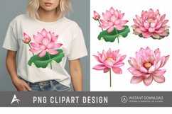 Watercolor Lotus Flowers Clipart Product Image 1