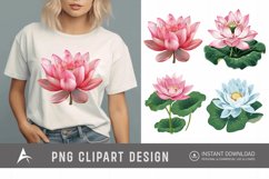 Watercolor Lotus Flowers Clipart Product Image 1