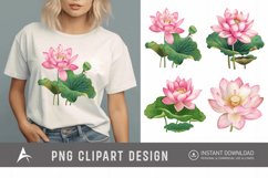 Watercolor Lotus Flowers Clipart Product Image 1