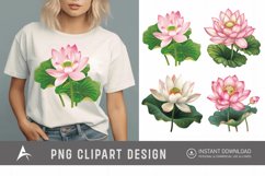 Watercolor Lotus Flowers Clipart Product Image 1