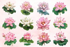Watercolor Lotus Flowers Clipart Bundle Product Image 2