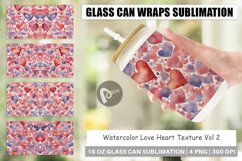 Glass Can Wraps Watercolor Texture Heart Product Image 1