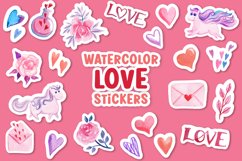 watercolor love stickers 30 png items