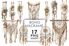 Watercolor Boh Macramé Clipart PNG 17 Product Image 1