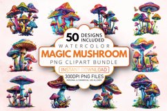 Watercolor Magic Mushroom Clipart Bundle Product Image 1