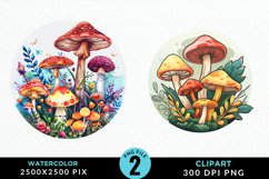 Watercolor Magic Mushrooms Clipart Bundle Product Image 4