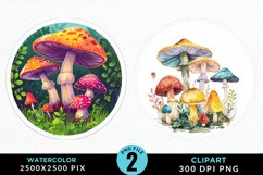 Watercolor Magic Mushrooms Graphics Clipart Product Image 1
