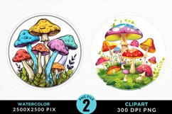 Watercolor Magic Mushrooms Graphics Clipart Product Image 1