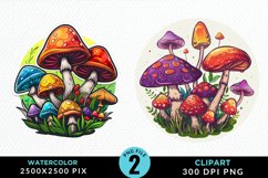 Watercolor Magic Mushrooms Graphics Clipart Product Image 1