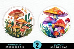 Watercolor Magic Mushrooms Graphics Clipart Product Image 1