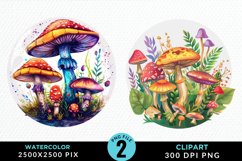 Watercolor Magic Mushrooms Graphics Clipart Product Image 1
