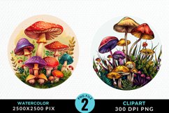 Watercolor Magic Mushrooms Graphics Clipart Product Image 1