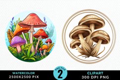 Watercolor Magic Mushrooms Graphics Clipart Product Image 1