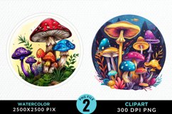 Watercolor Magic Mushrooms Graphics Clipart Product Image 1