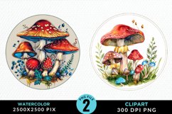 Watercolor Magic Mushrooms Graphics Clipart Product Image 1