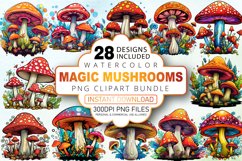 Watercolor Magic Mushrooms Clipart Bundle Product Image 1