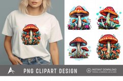 Watercolor Magic Mushrooms Clipart Product Image 1