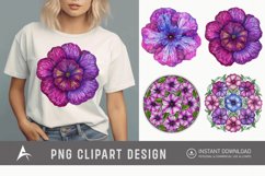 Watercolor Mandala Petunia Clipart Product Image 1