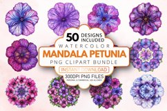 Watercolor Mandala Petunia Clipart Bundle Product Image 1