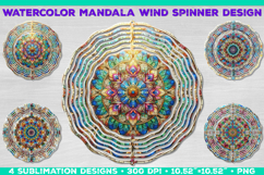 Watercolor Whimsical Mandala Wind Spinner Sublimation Design Product Image 1