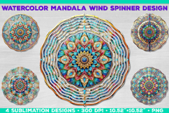 Watercolor Whimsical Mandala Wind Spinner Sublimation Design Product Image 1