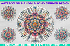 Watercolor Whimsical Mandala Wind Spinner Sublimation Design Product Image 1