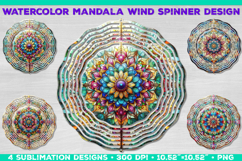 Watercolor Whimsical Mandala Wind Spinner Sublimation Design Product Image 1