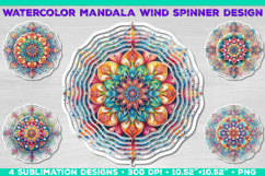 Watercolor Whimsical Mandala Wind Spinner Sublimation Design Product Image 1
