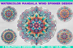 Watercolor Whimsical Mandala Wind Spinner Sublimation Design Product Image 1