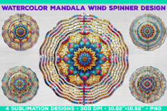 Watercolor Whimsical Mandala Wind Spinner Sublimation Design Product Image 1