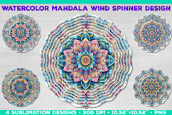 Watercolor Whimsical Mandala Wind Spinner Sublimation Design Product Image 1