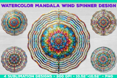 Watercolor Whimsical Mandala Wind Spinner Sublimation Design Product Image 1
