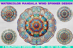 Watercolor Whimsical Mandala Wind Spinner Sublimation Design Product Image 1