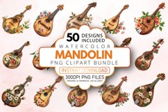 Watercolor Mandolin Clipart Bundle Product Image 1