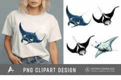 Watercolor Manta Ray Swimming Clipart Product Image 1