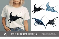 Watercolor Manta Ray Swimming Clipart Product Image 1