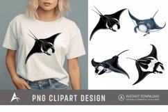 Watercolor Manta Ray Swimming Clipart Product Image 1