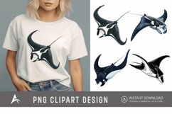 Watercolor Manta Ray Swimming Clipart Product Image 1