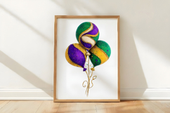 Watercolor Mardi Gras Balloons Clipart Product Image 3