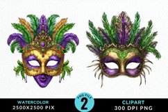 Watercolor Mardi Gras Exquisite Clipart Product Image 1