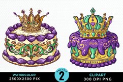 Watercolor Mardi Gras Clipart Bundle Product Image 4